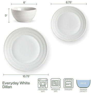 Everyday White® Dillan 12 Piece Dinnerware Set, Service for 4