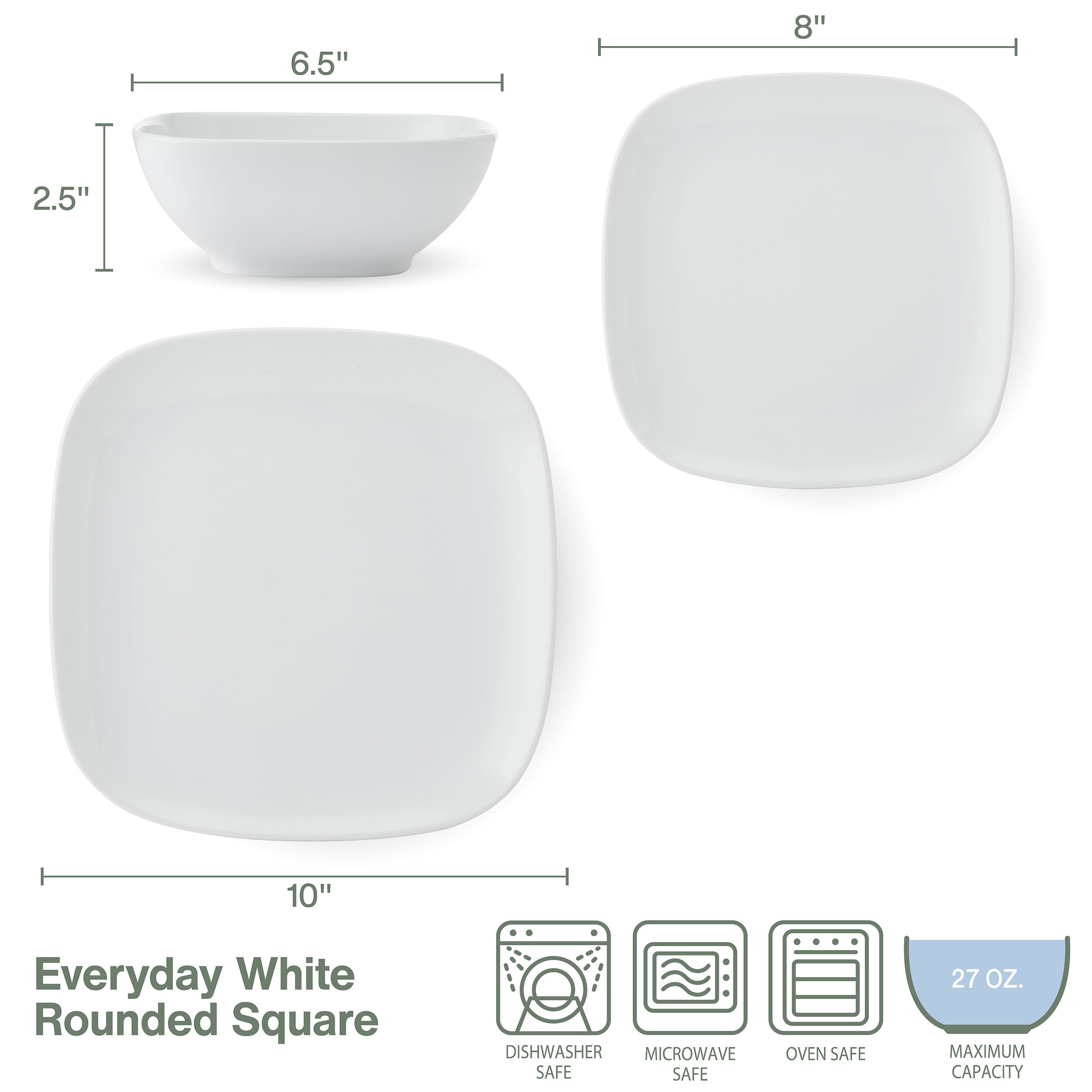 Everyday White® Square 12 Piece Dinnerware Set, Service for 4