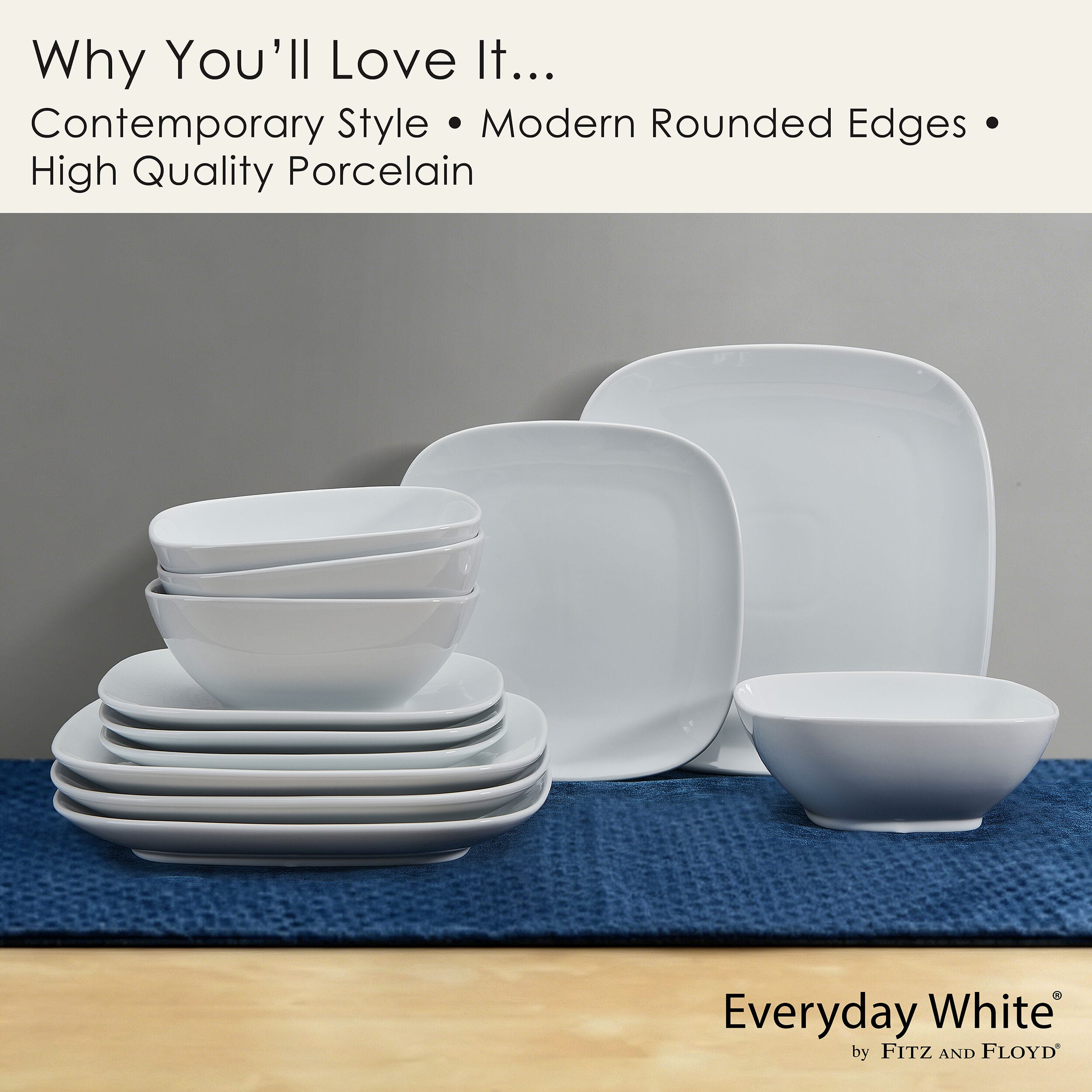 Everyday White® Square 12 Piece Dinnerware Set, Service for 4