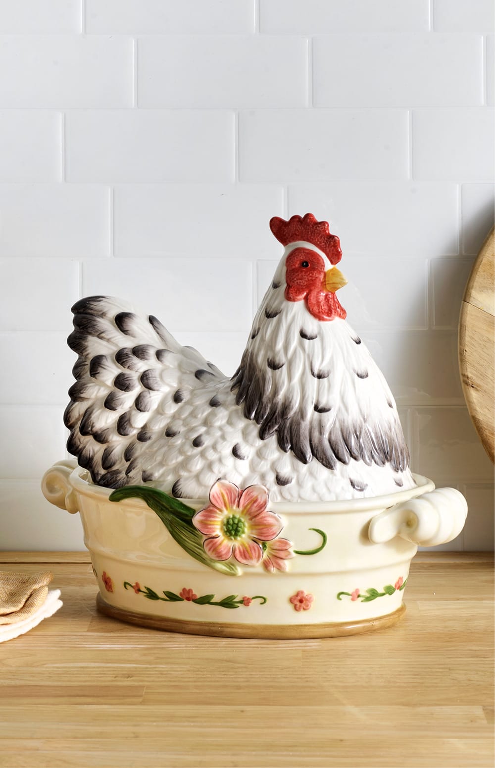 Provence Sunflower Hen Covered Vegetable Serve Bowl