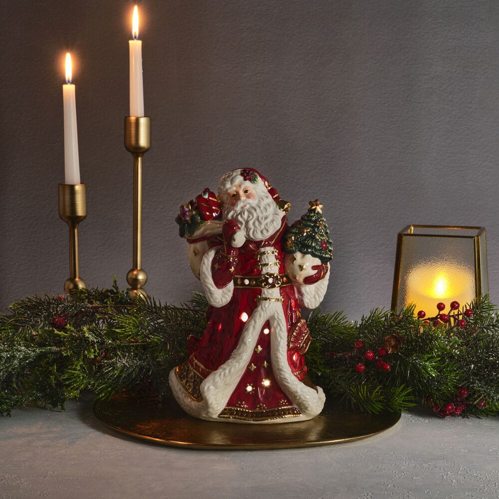 Holiday Luminary Renaissance LED Santa Figurine, 9 IN
