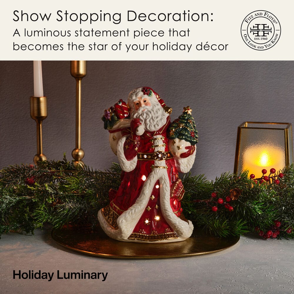 Holiday Luminary Renaissance LED Santa Figurine, 9 IN