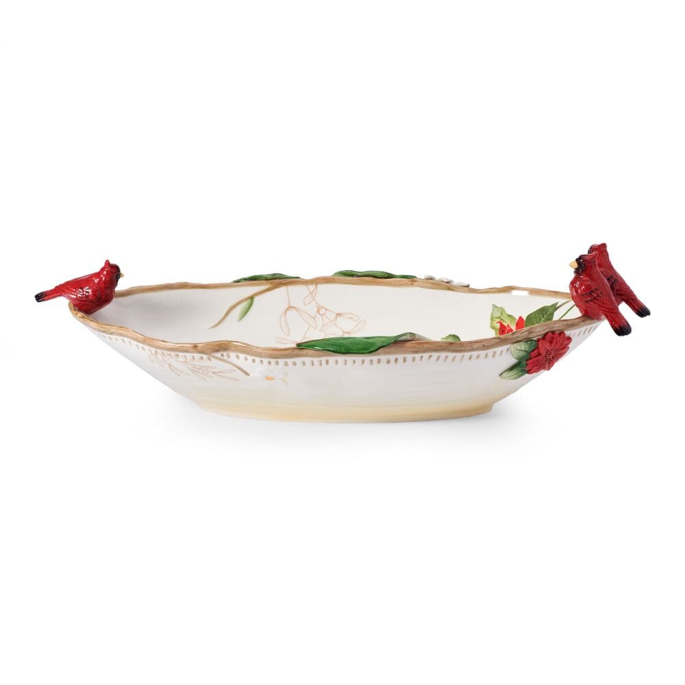 Poinsettia Holiday Cardinal Centerpiece Bowl