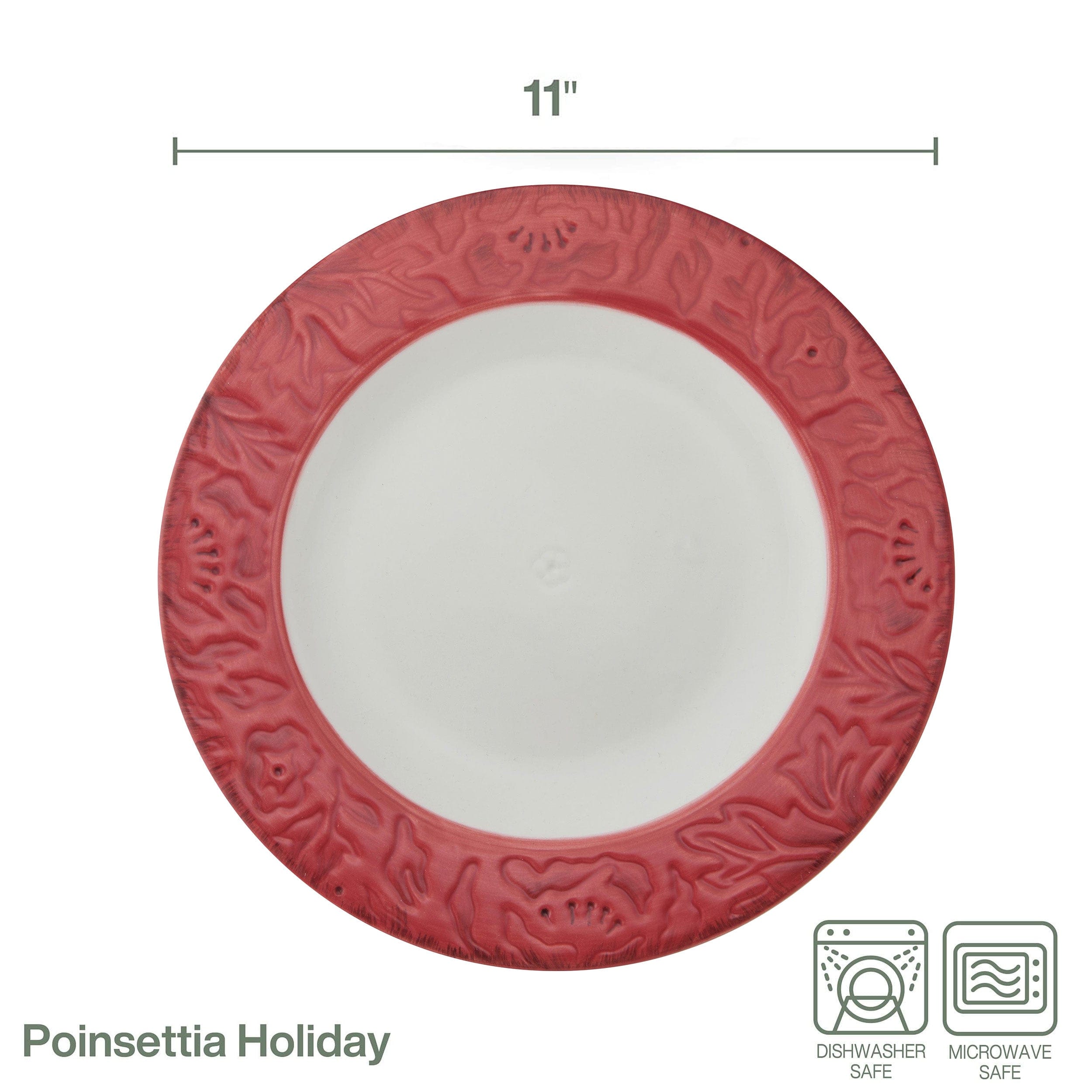 Poinsettia Holiday Set of 4 Dinner Plates