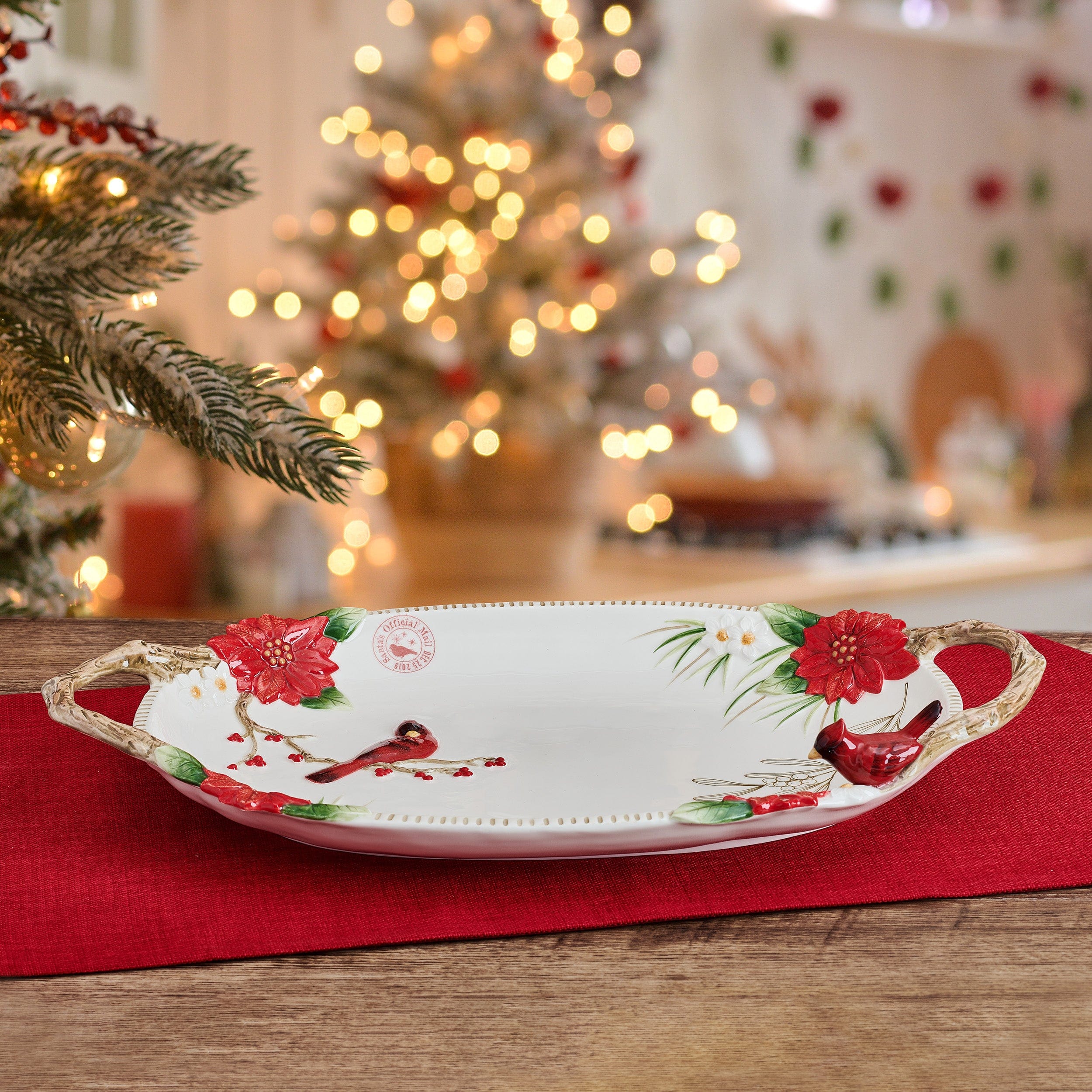 Poinsettia Holiday Serving Platter