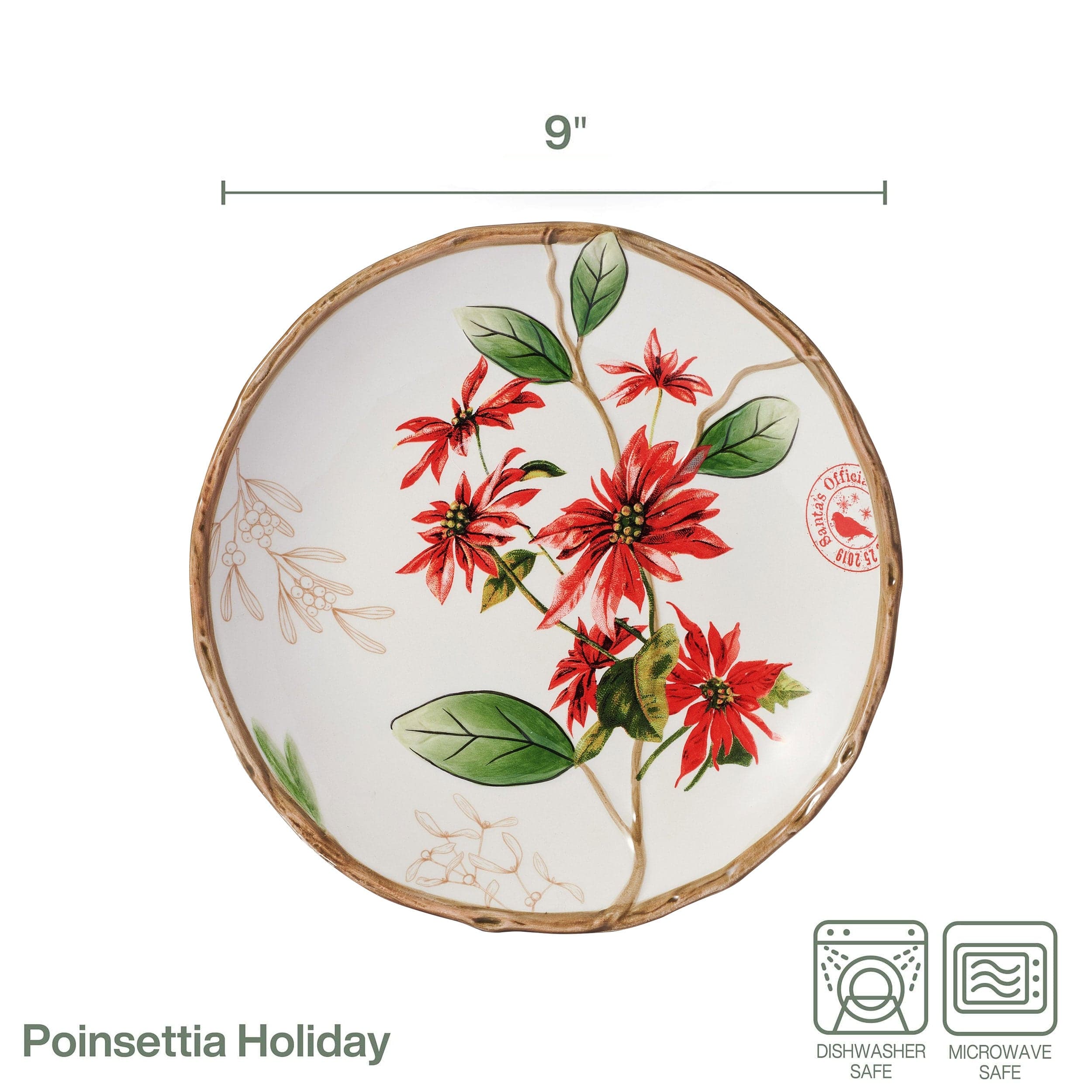Poinsettia Holiday Set of 4 Salad Plates
