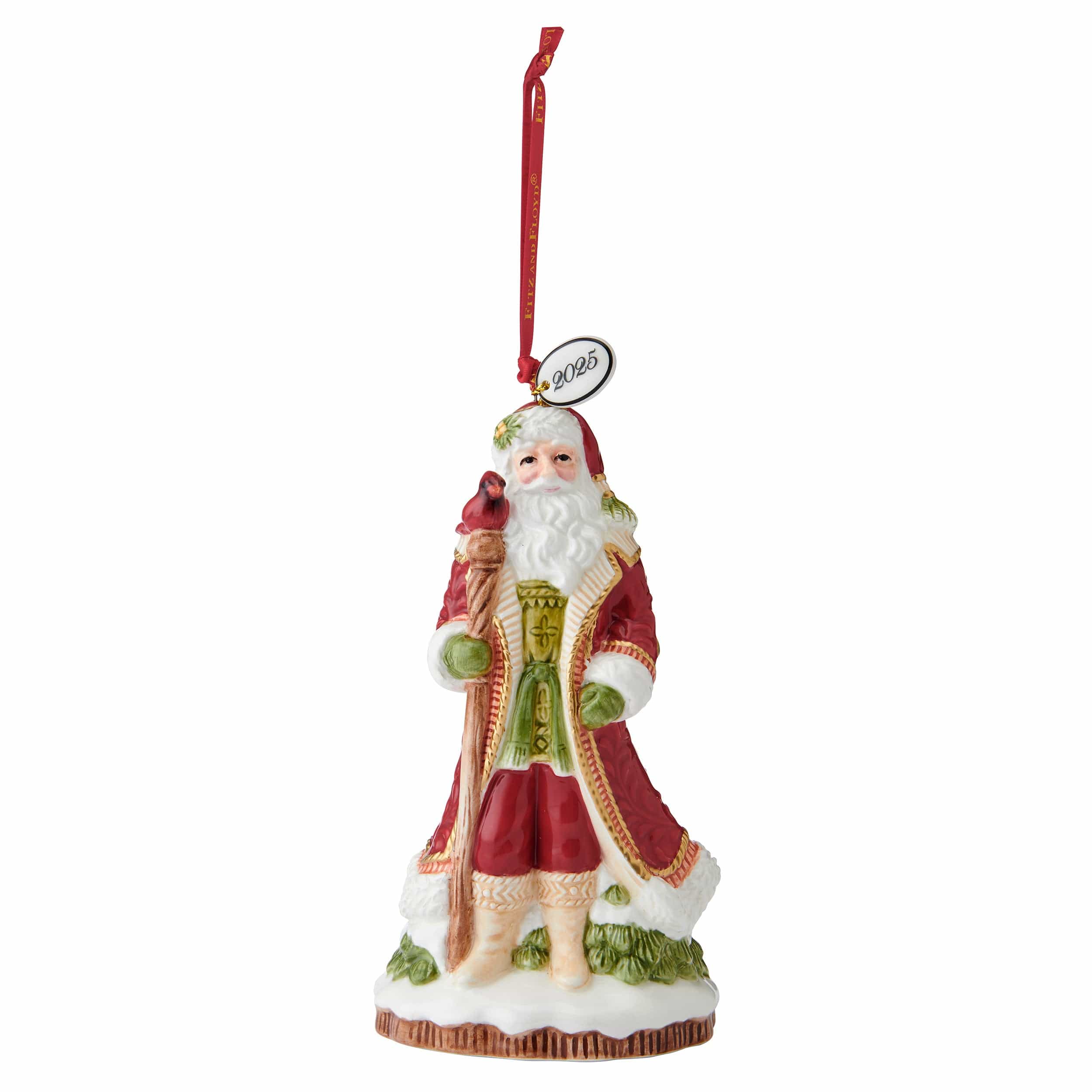 Poinsettia Holiday Santa Bell 2025 Ornament