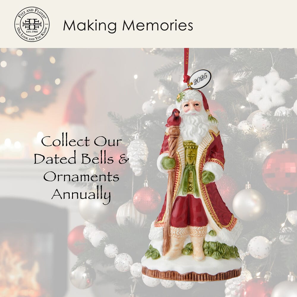 Poinsettia Holiday Santa Bell 2025 Ornament