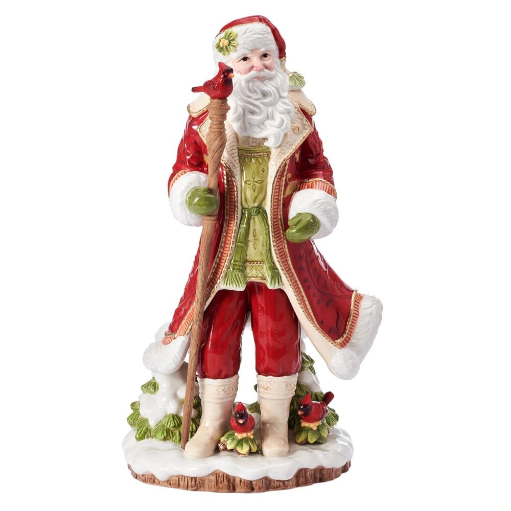Poinsettia Holiday Santa Figurine, 17.5 IN