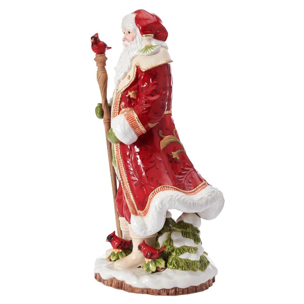Poinsettia Holiday Santa Figurine, 17.5 IN