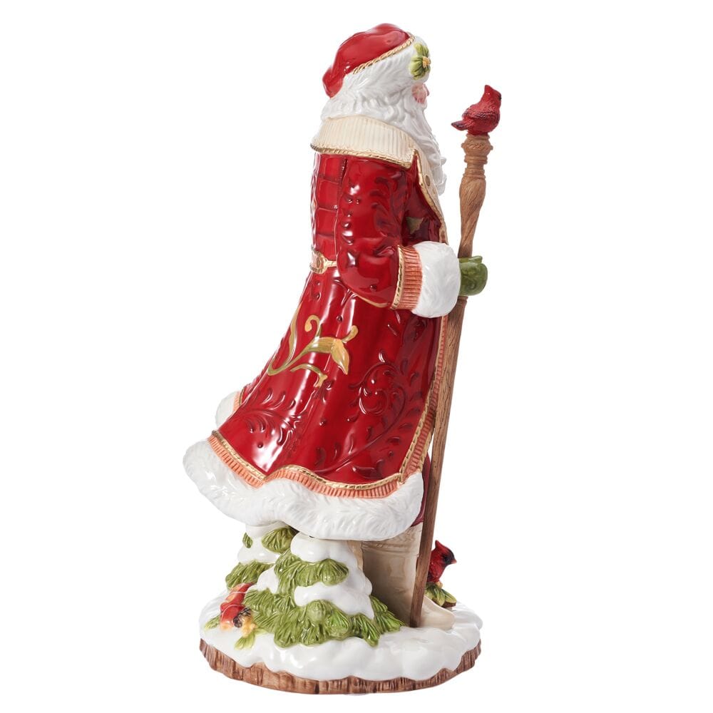 Poinsettia Holiday Santa Figurine, 17.5 IN