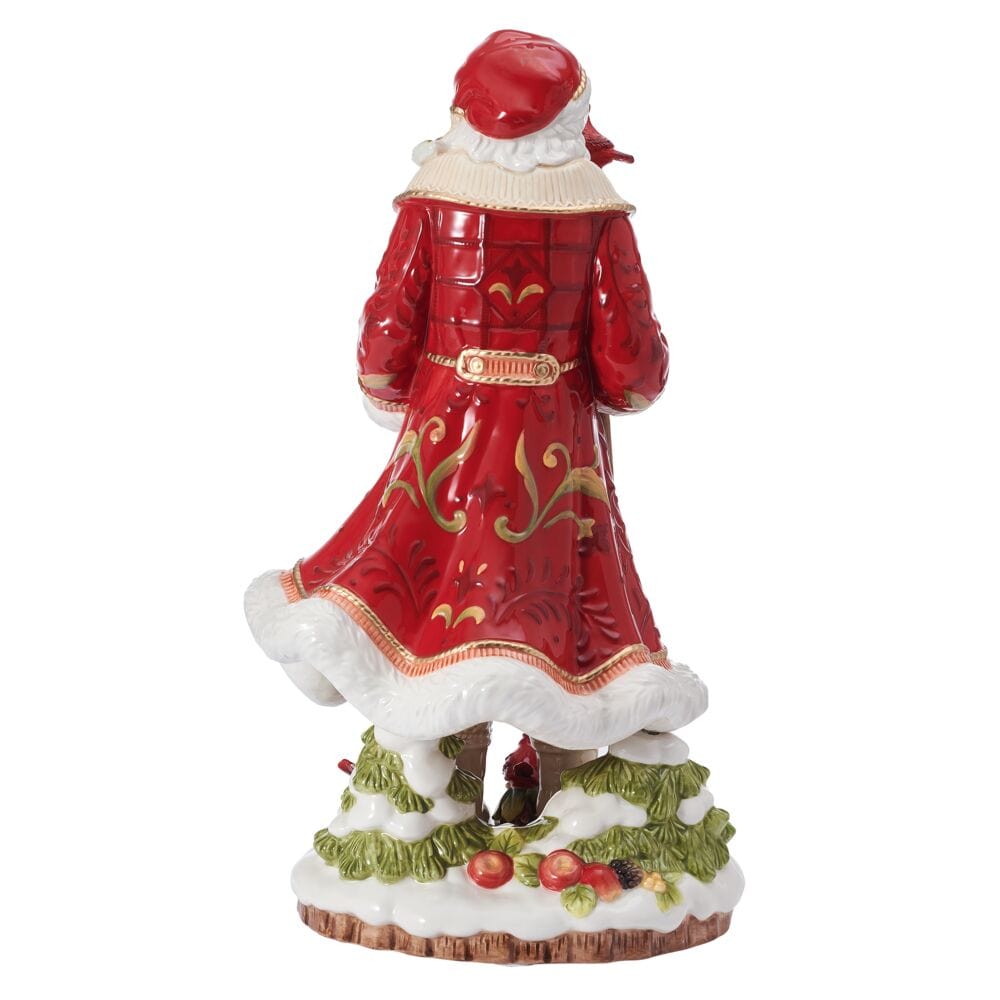 Poinsettia Holiday Santa Figurine, 17.5 IN