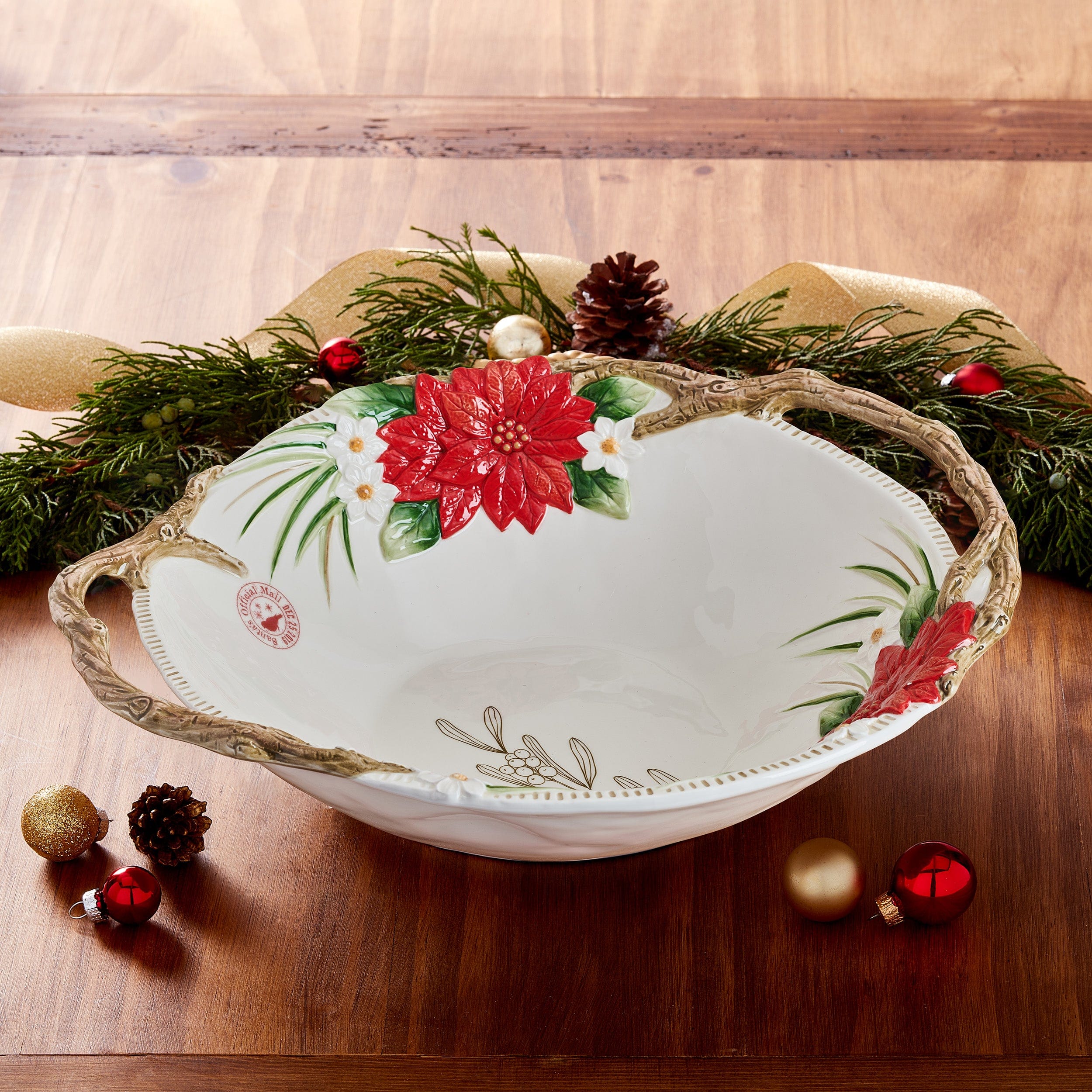 Poinsettia Holiday Serving Bowl