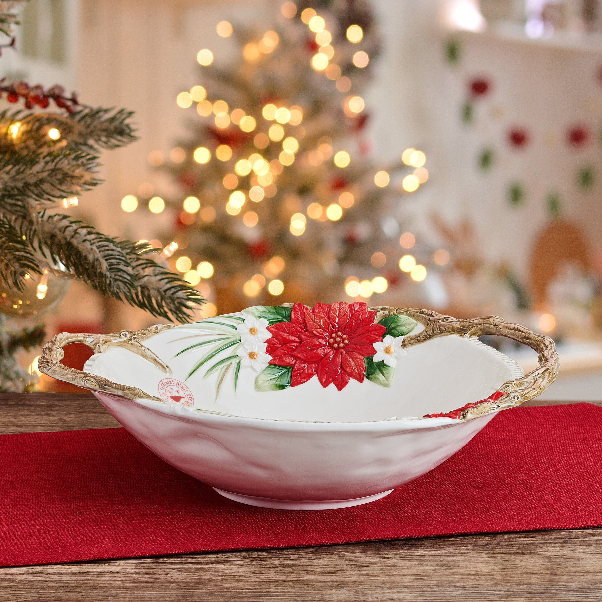 Poinsettia Holiday Serving Bowl