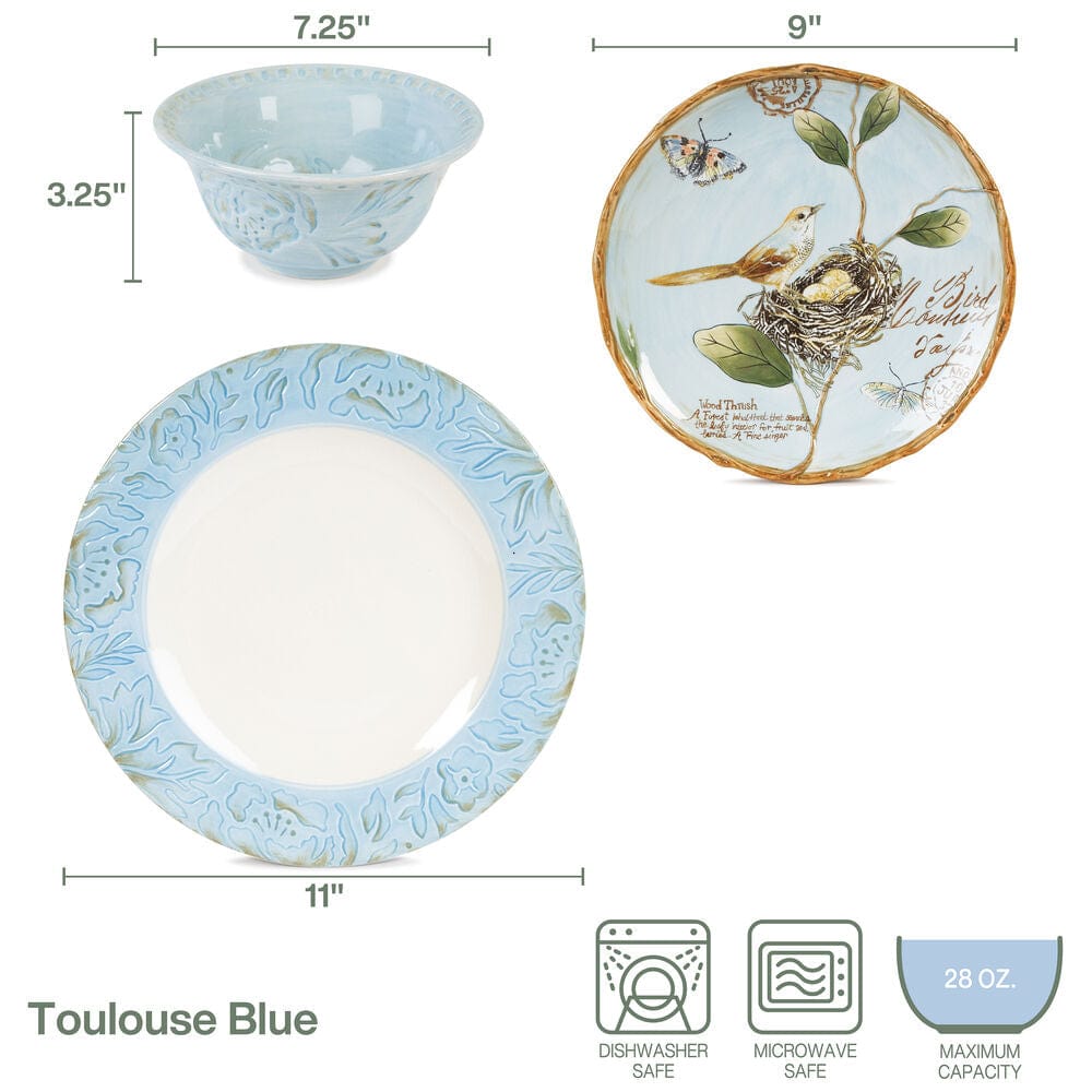 Toulouse Blue 12 Piece Dinnerware Set