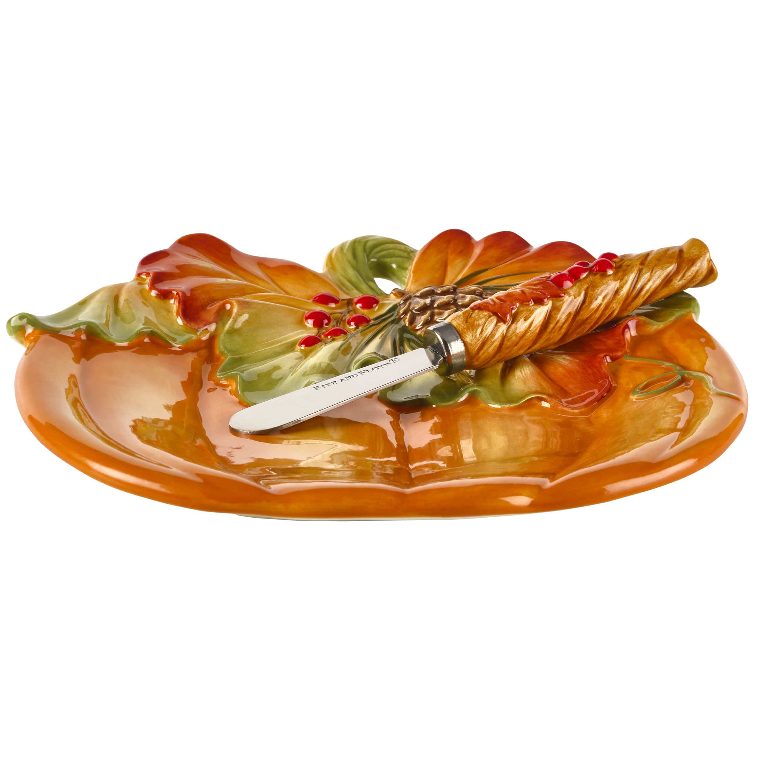 Harvest Pumpkin Snack Plate with Spreader