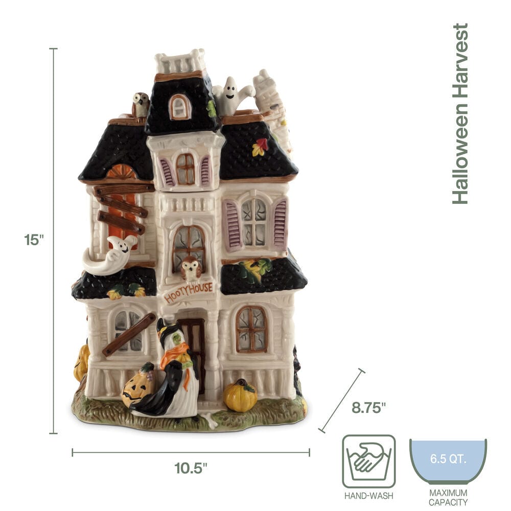 Halloween Harvest Haunted House Figurine Cookie Jar