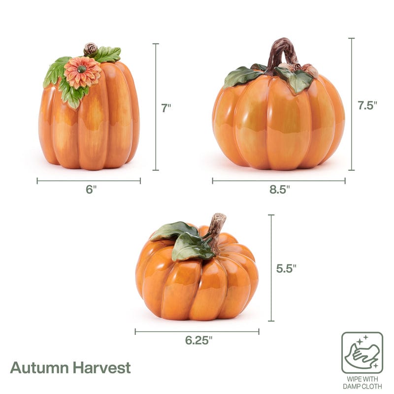 Harvest Halloween Set of 3 Pumpkin Figurines