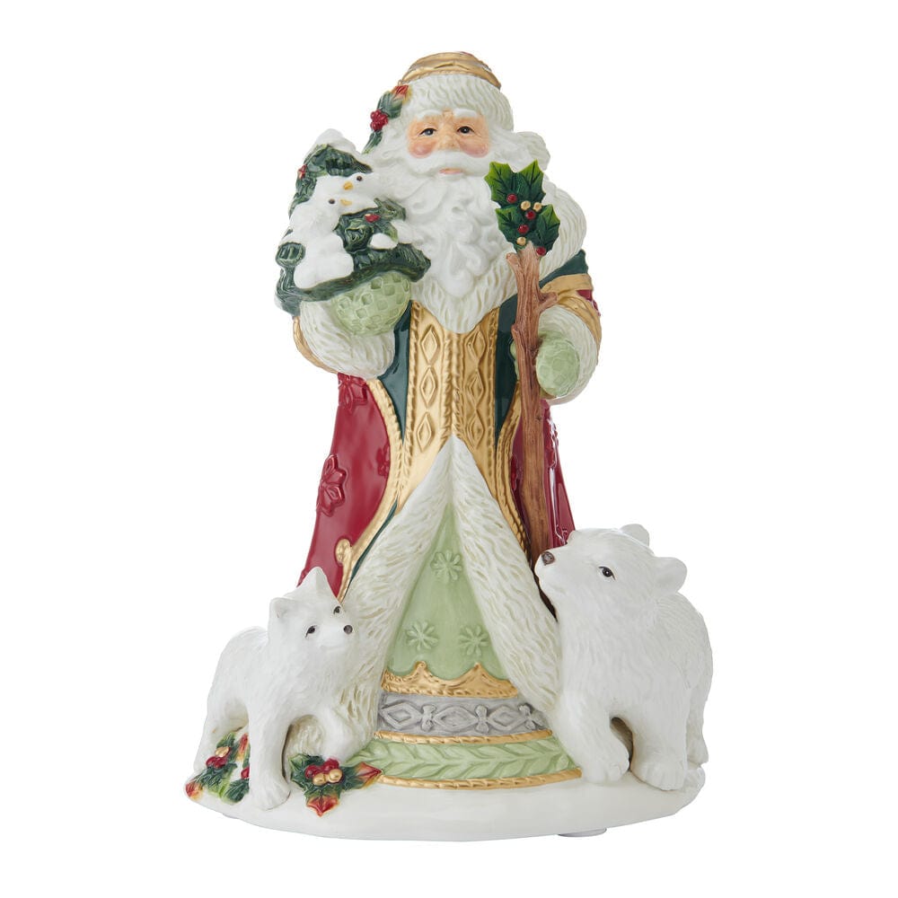 Woodland Holiday Musical Santa Figurine, 10.75 IN