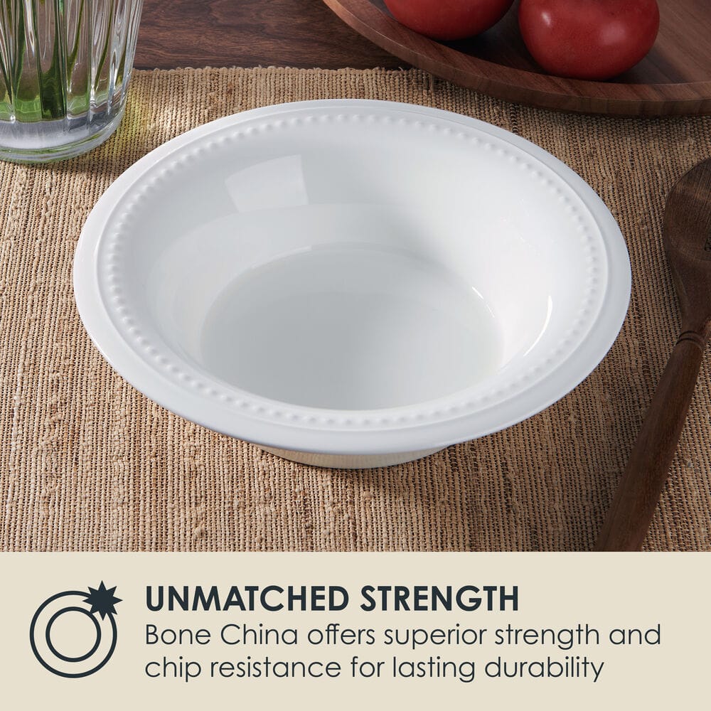 Nevaeh White Classic Beaded Serve Bowl