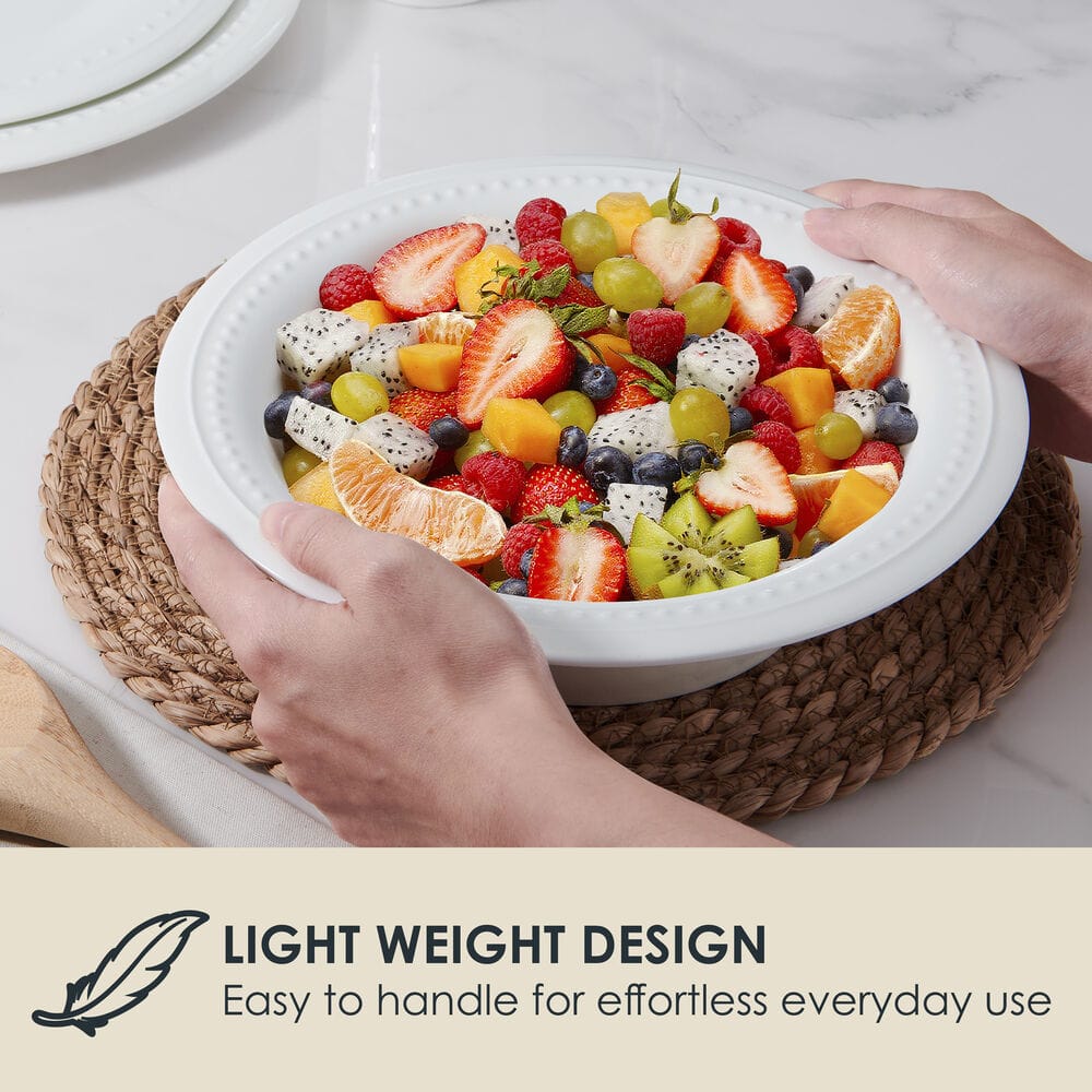 Nevaeh White Classic Beaded Serve Bowl