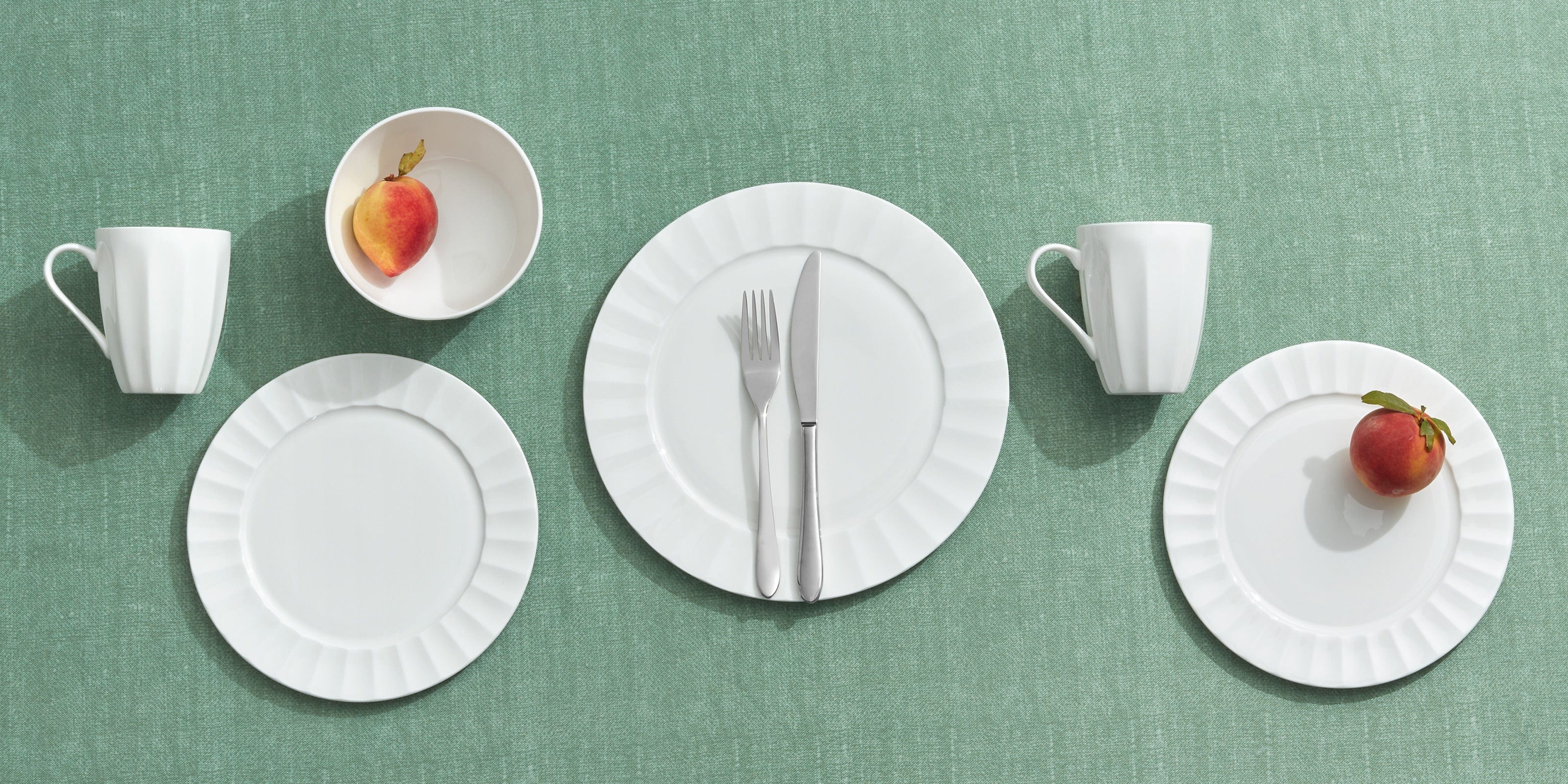 Nevaeh White Fluted 16 Piece Dinnerware Set, Service for 4
