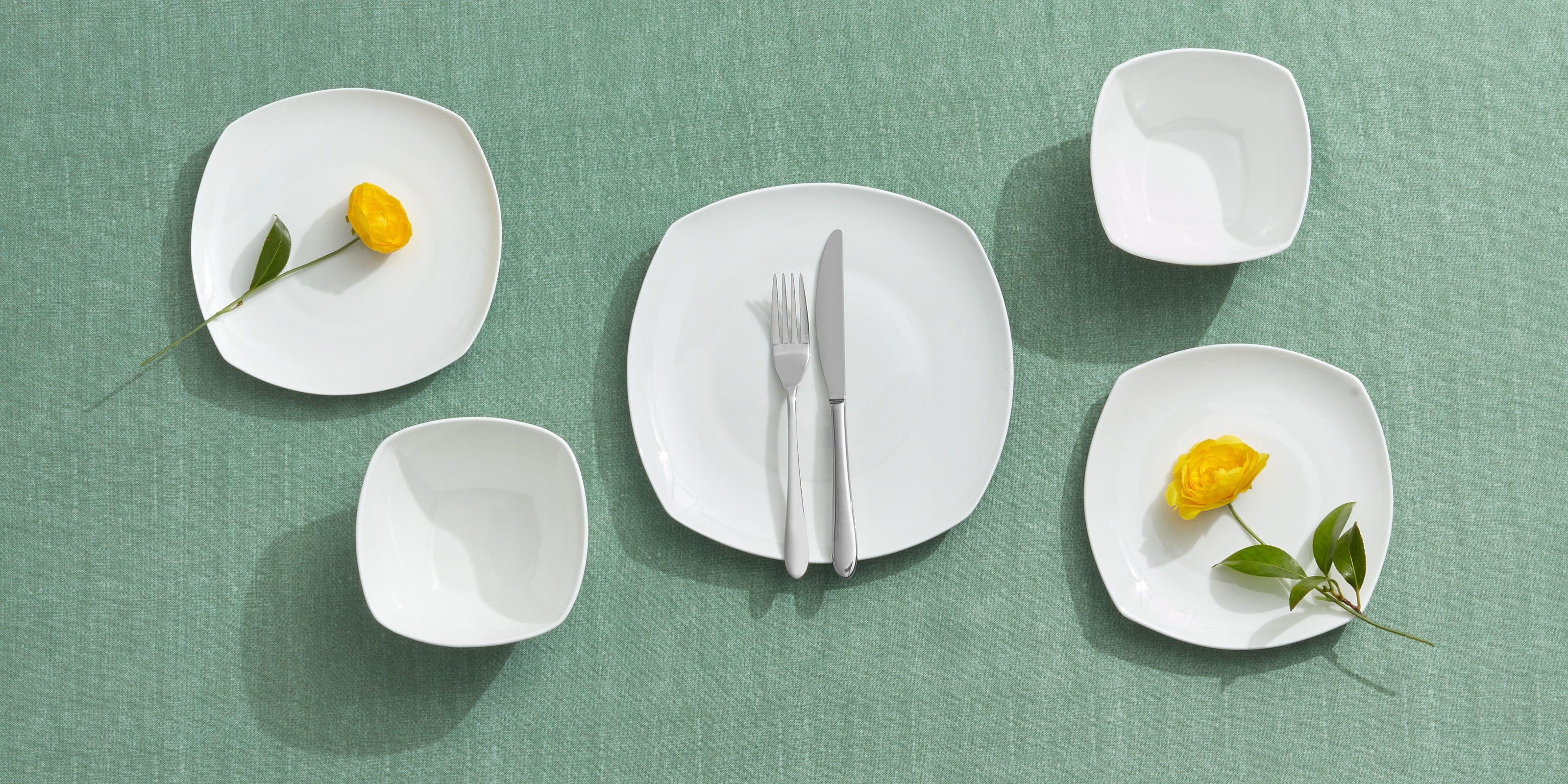 Nevaeh White Soft Square 12 Piece Dinnerware Set, Service for 4