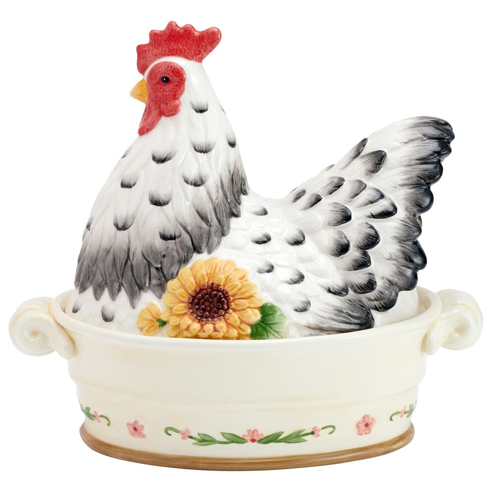Provence Sunflower Hen Covered Vegetable Serving Bowl