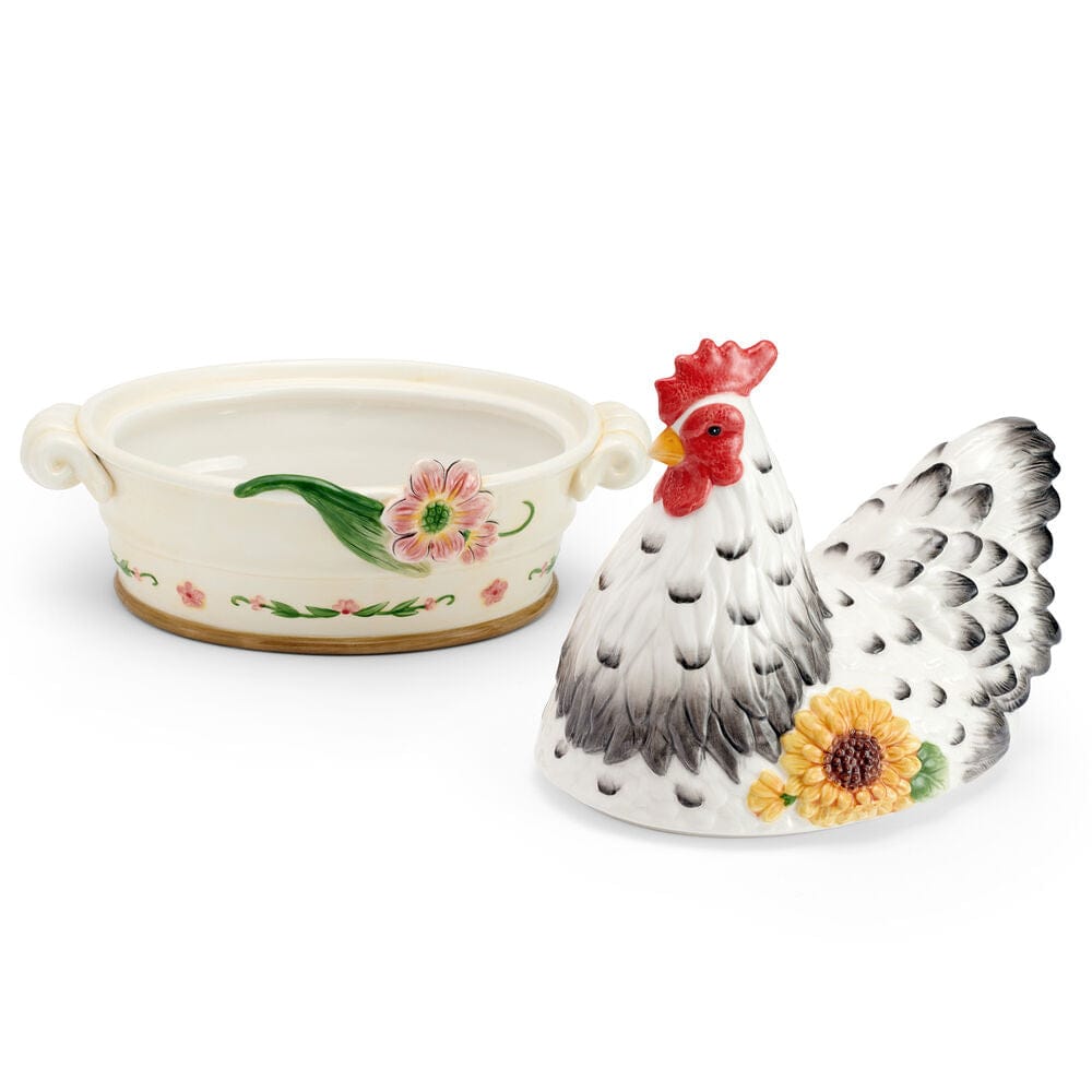 英国製   【covered vegetable】 Provence Sunflower Hen Covered Vegetable Serving Bowl