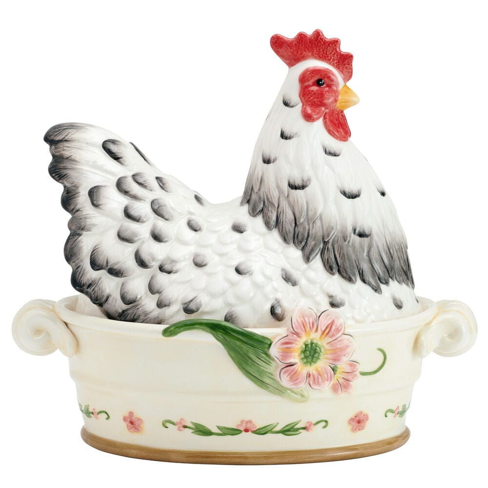 Provence Sunflower Hen Covered Vegetable Serving Bowl