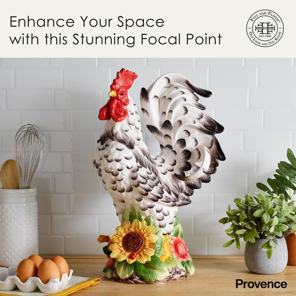 Provence Sunflower Rooster Figurine, 18.25 IN
