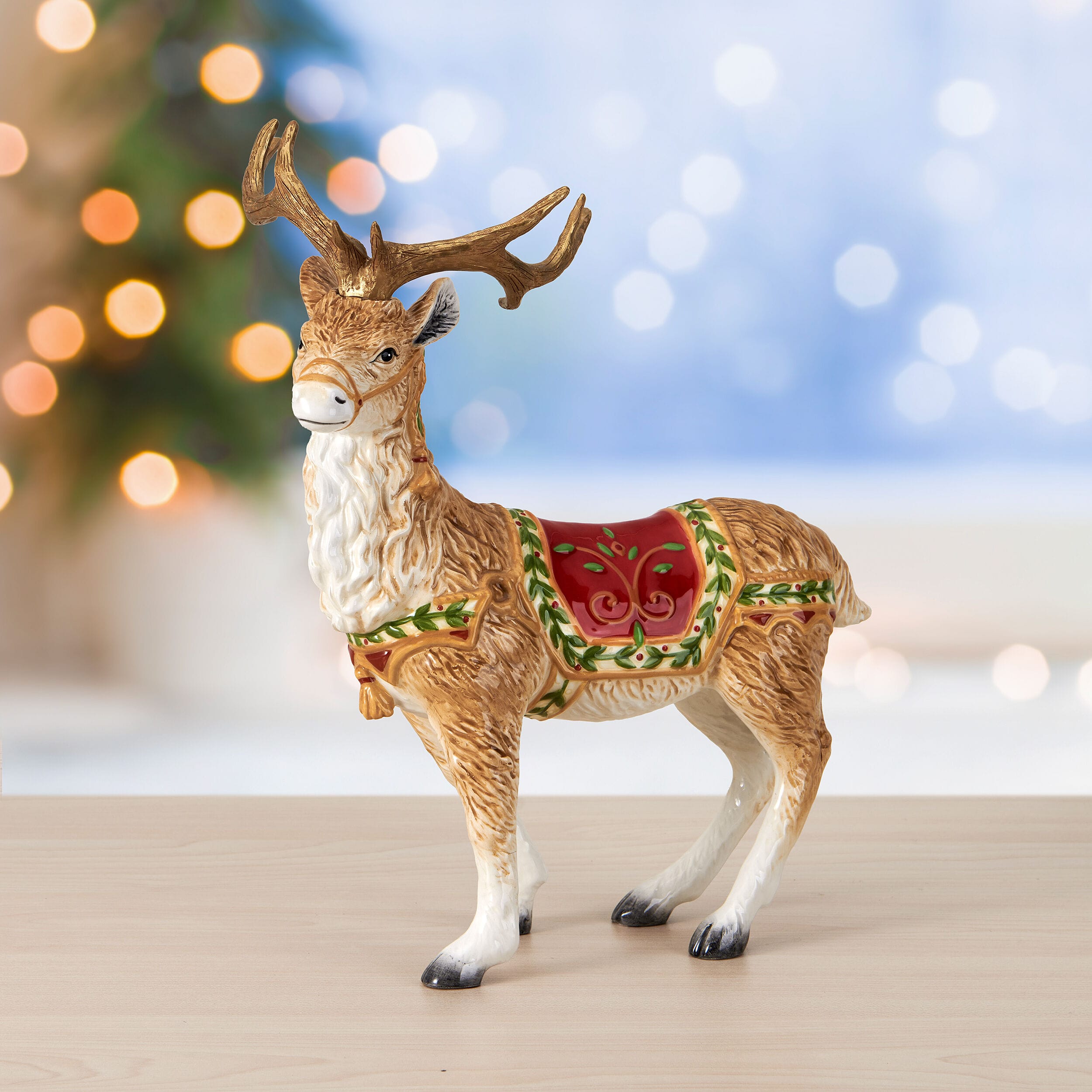Santa’s Gift Deer Figurine, 10 IN