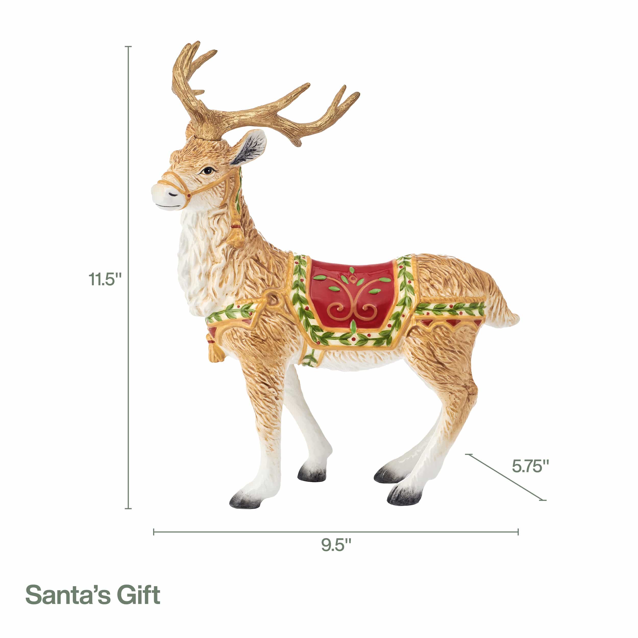 Santa’s Gift Deer Figurine, 10 IN