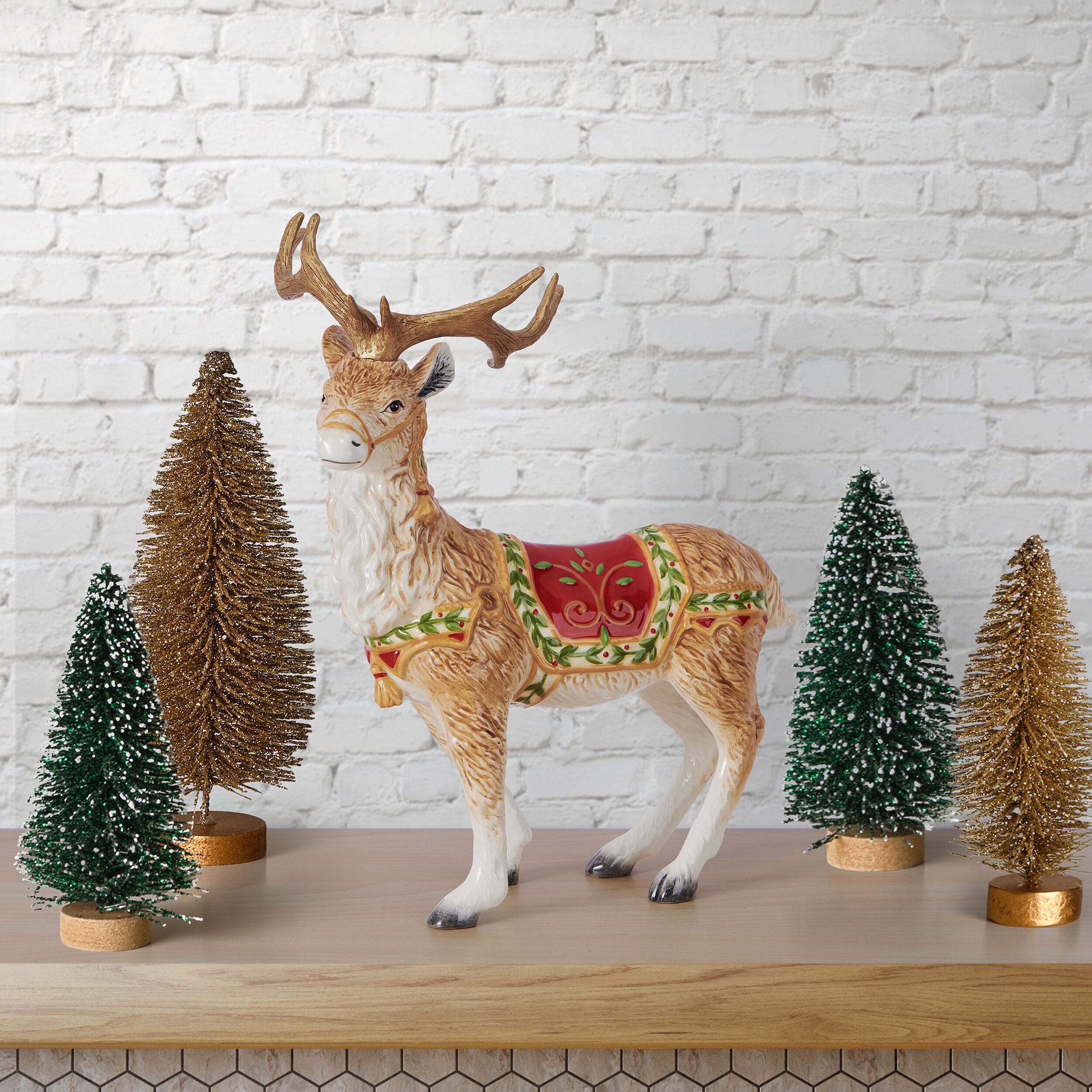 Santa’s Gift Deer Figurine, 10 IN