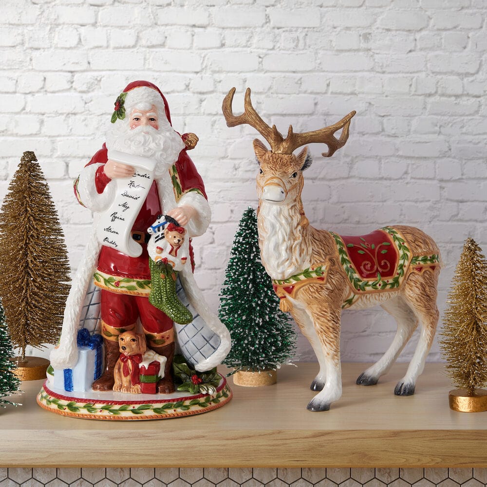 Santa’s Gift Deer Figurine, 10 IN