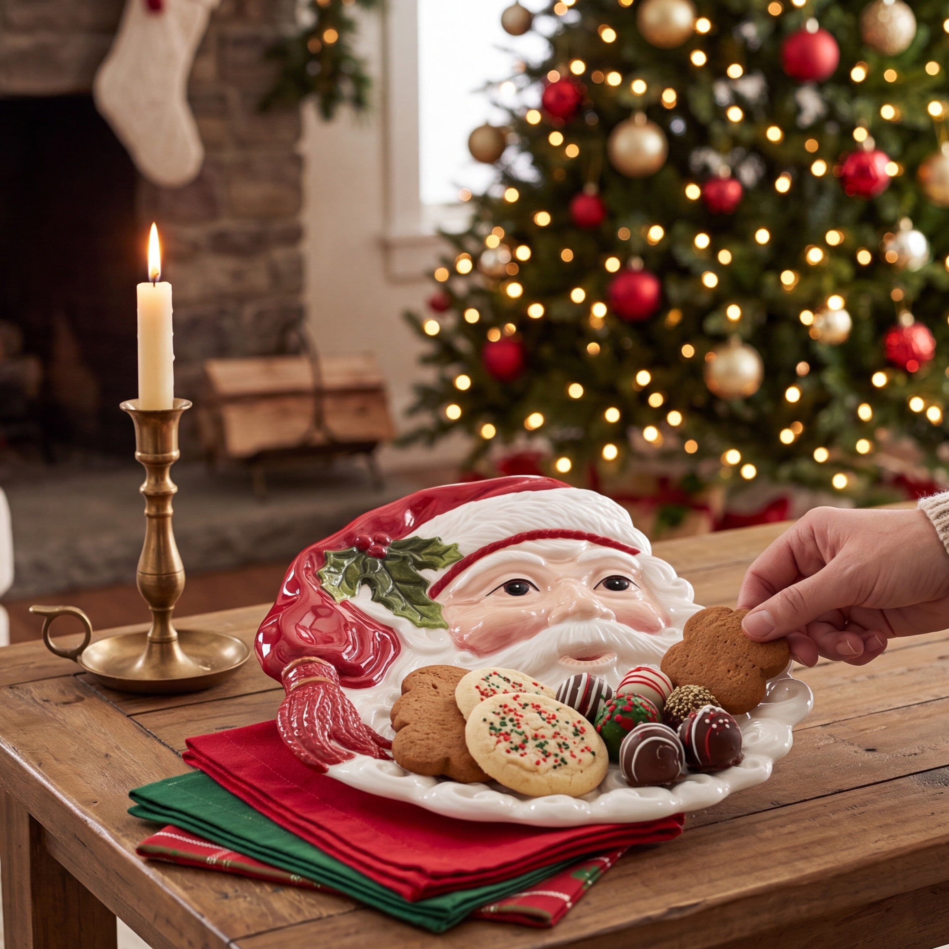 Santa’s Gift Figural Appetizer Snack Plate