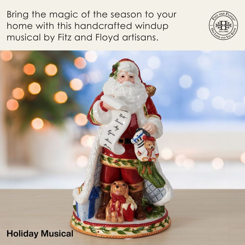 Santa’s Gift Musical Figurine, 9.25IN