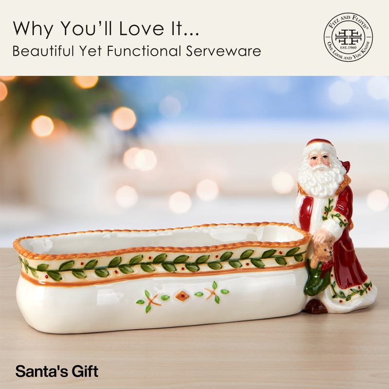 Santa’s Gift Tidbit Appetizer Long Serving Bowl