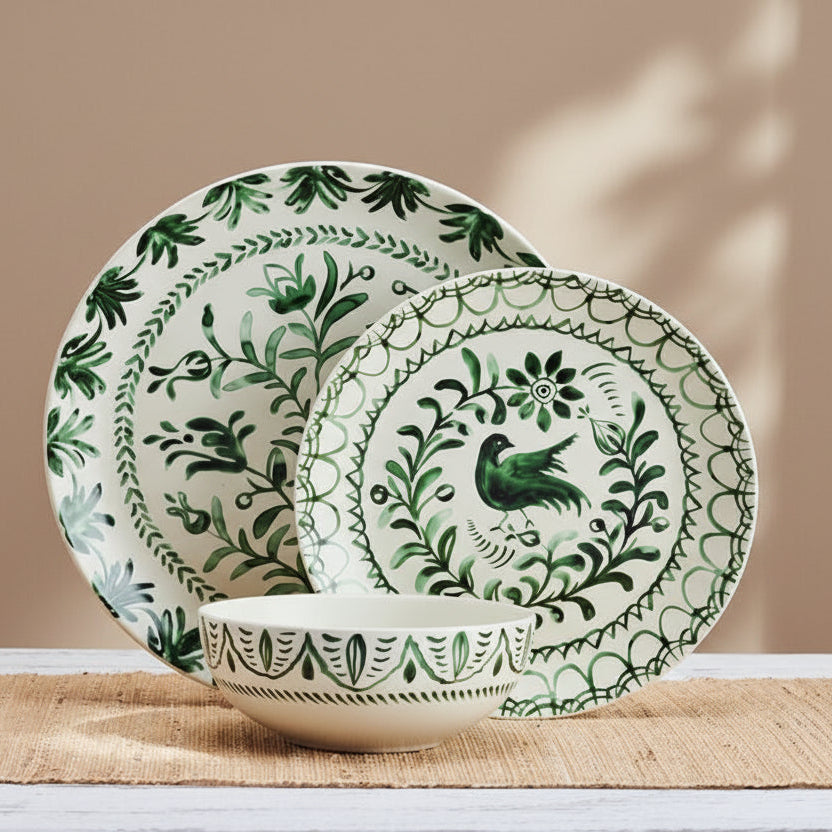 Sicily Green 12 Piece Dinnerware Set, Service for 4