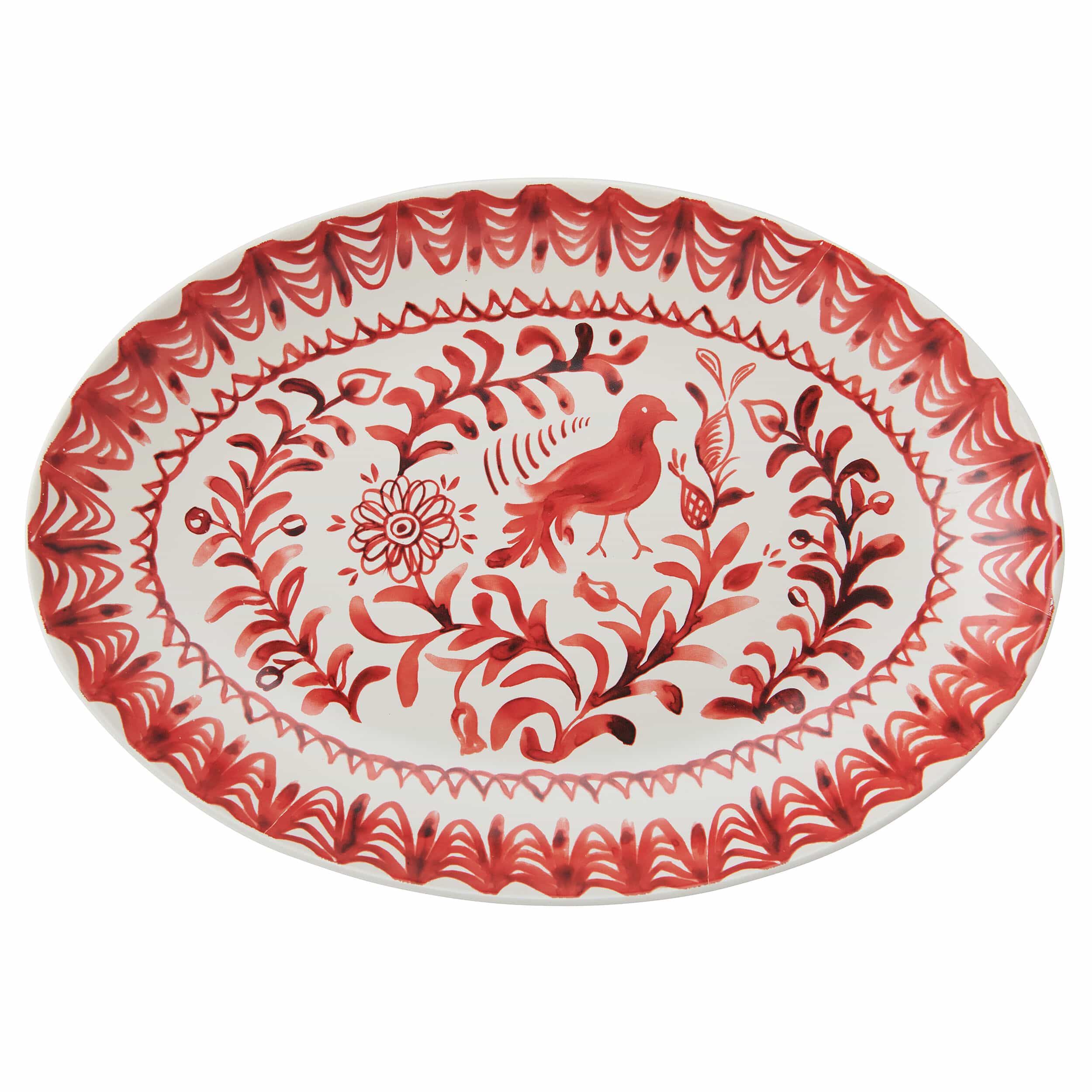 Sicily Red Holiday Partridge Oval Platter