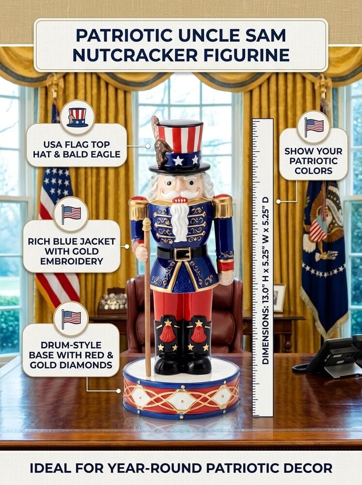 Uncle Sam Nutcracker Figurine, 13 IN