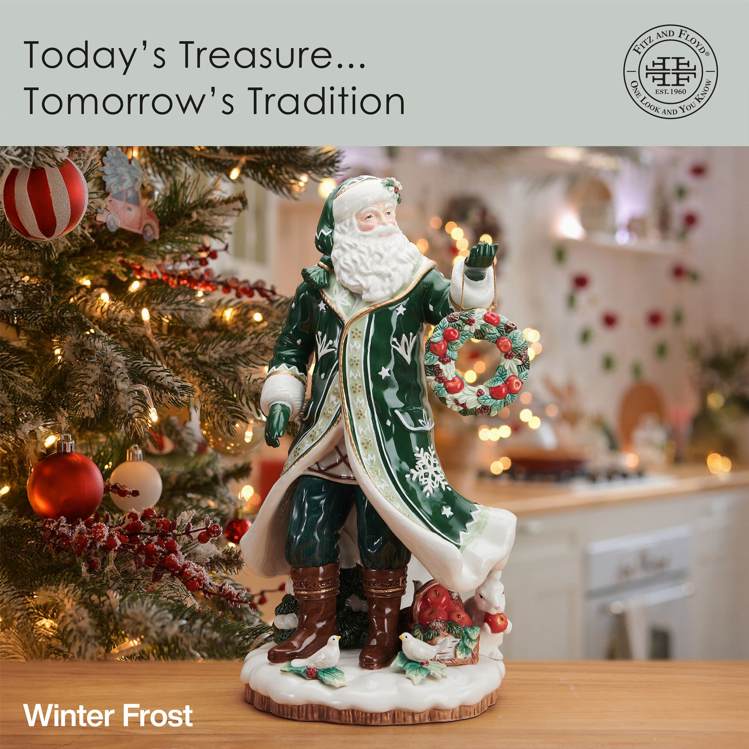 Winter Frost Santa Figurine, 18 IN