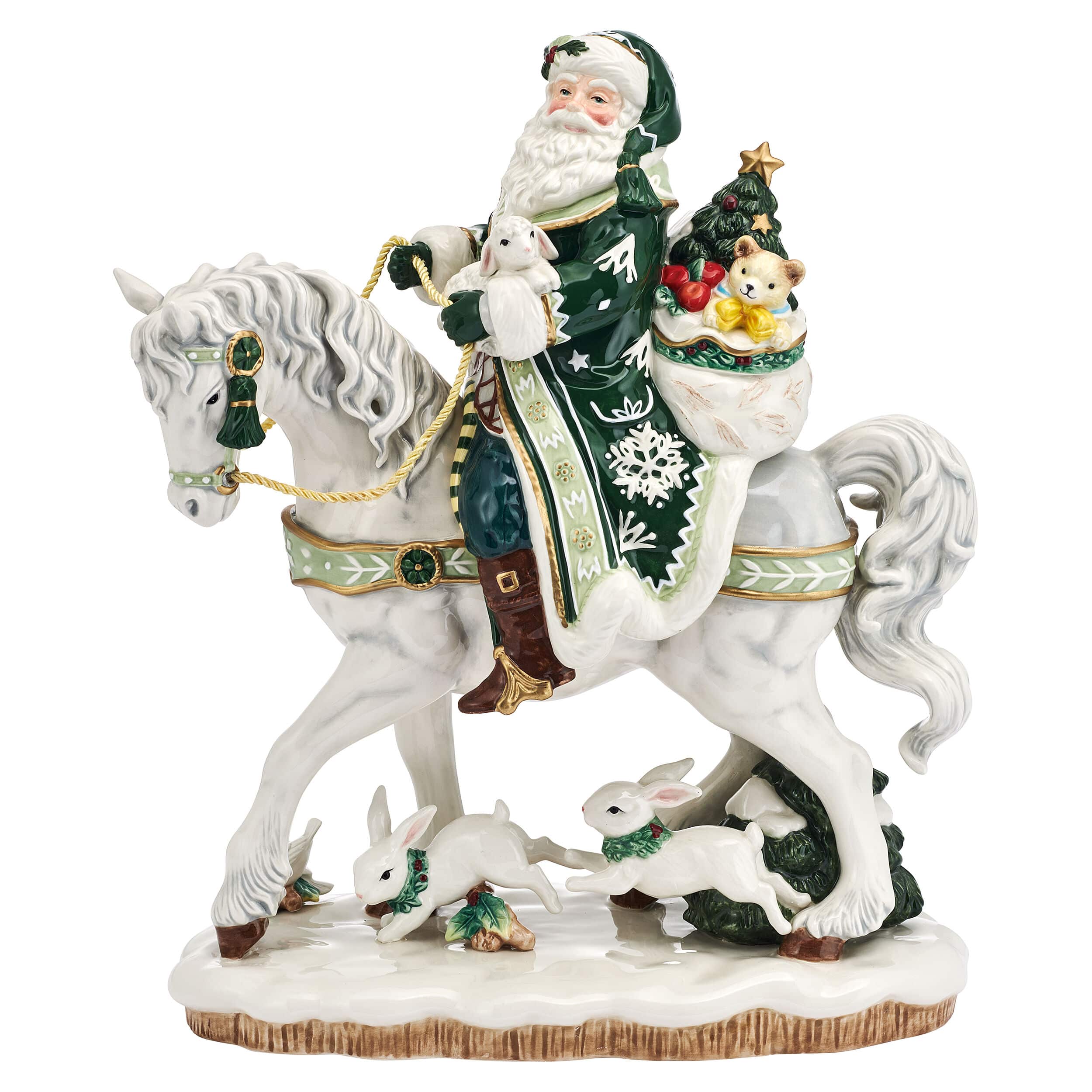 Winter Frost Santa on Horse Figurine, 16IN