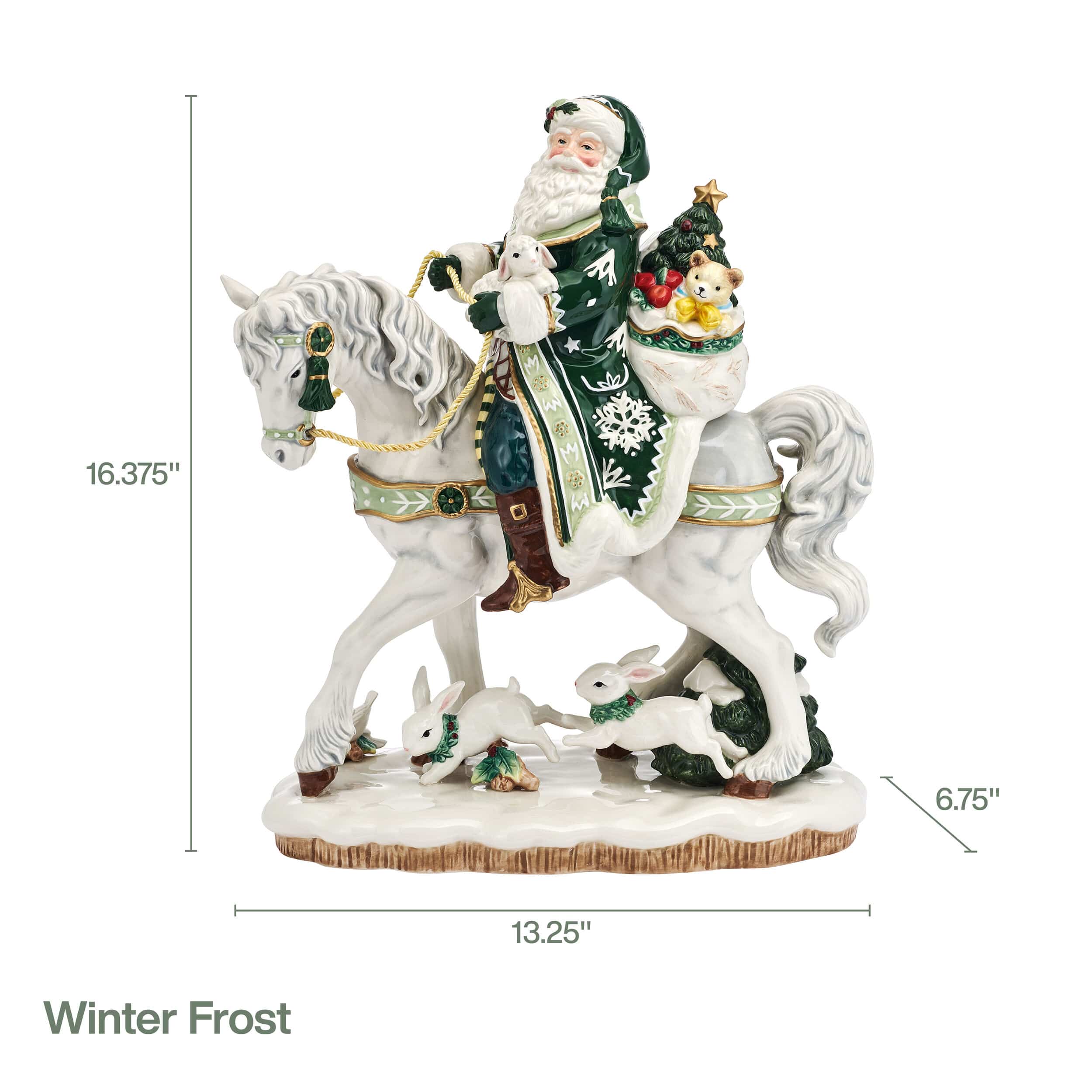 Winter Frost Santa on Horse Figurine, 16IN