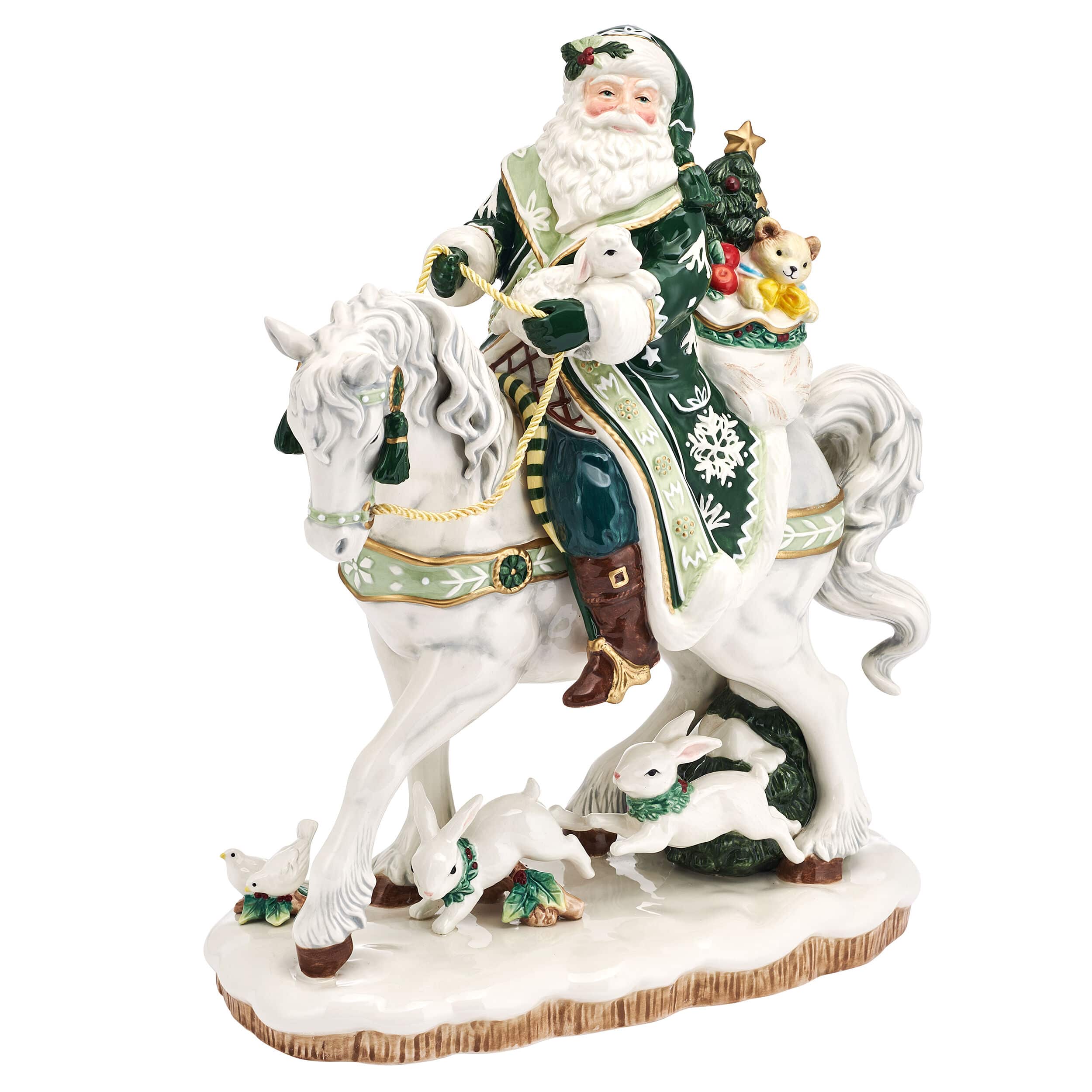 Winter Frost Santa on Horse Figurine, 16IN