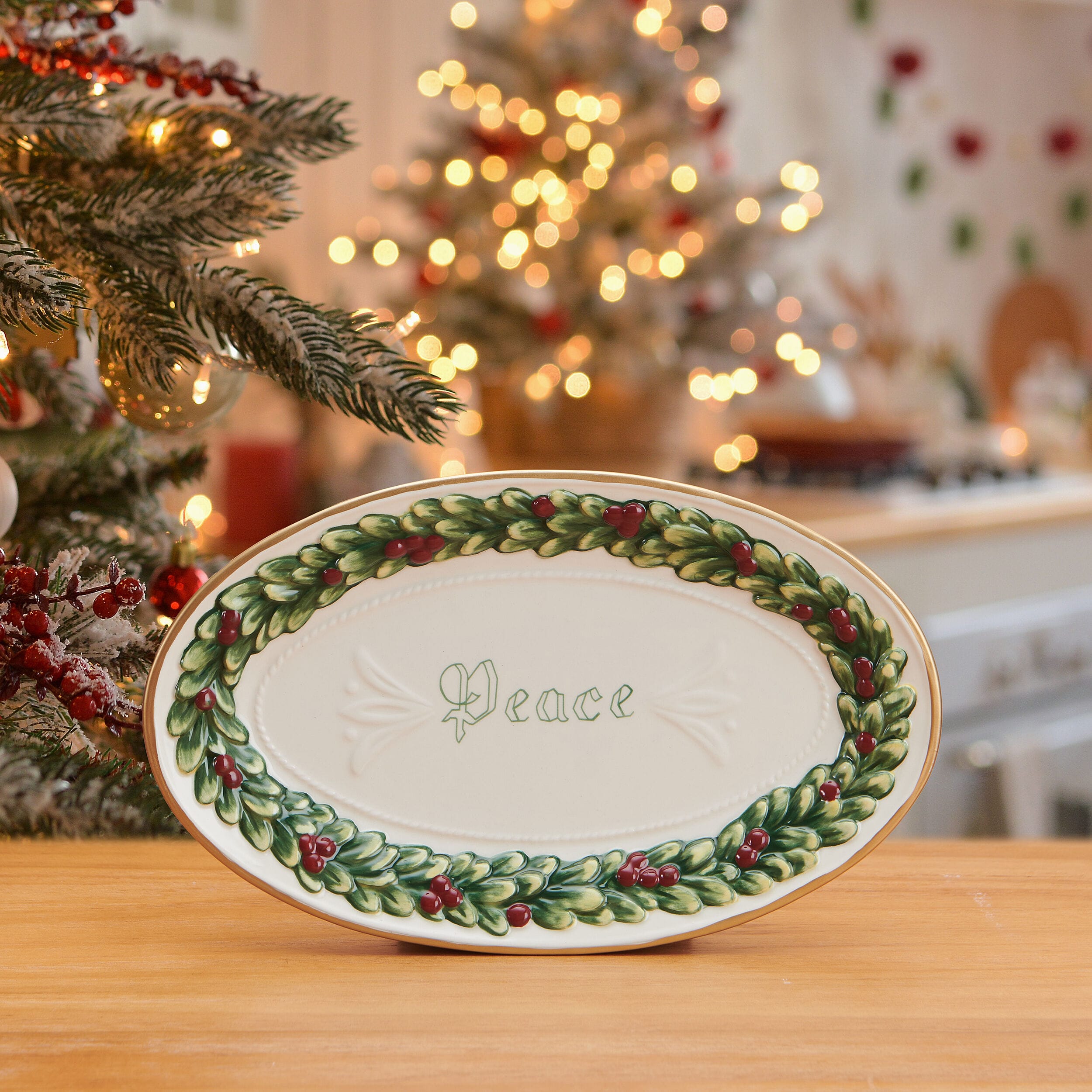 Winter Frost Peace Sentiment Small Serving Platter