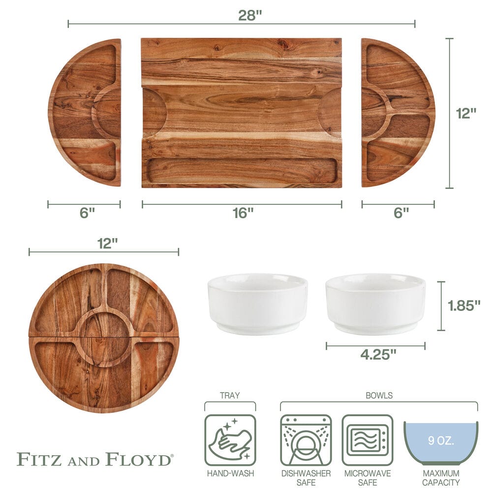 Charcuterie 3 Part Magnetic Wood Serving Board