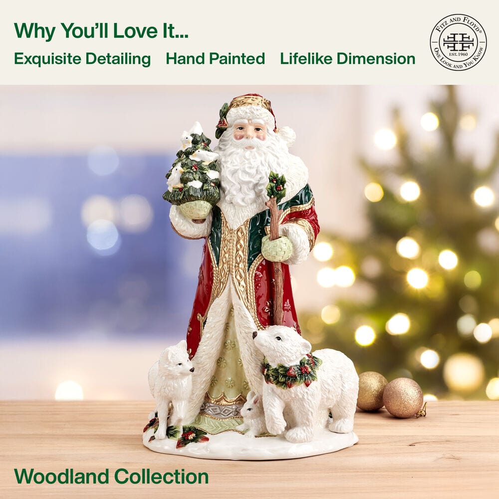 Woodland Holiday Santa Figurine, 18.25IN