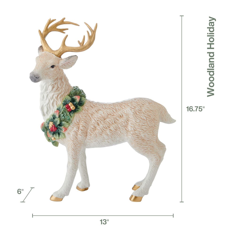 Woodland Holiday Standing Deer Figurine, 16.75IN