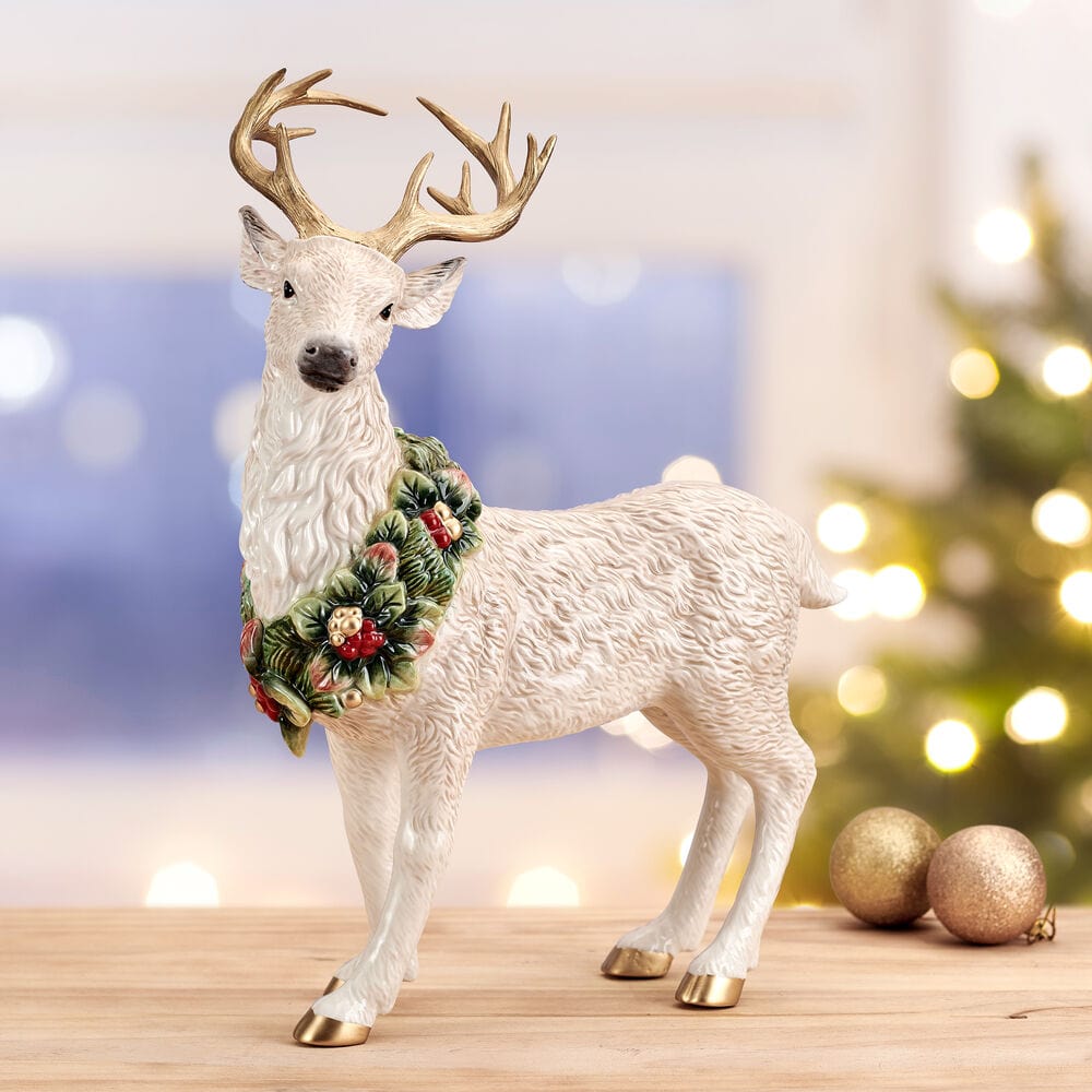 Woodland Holiday Standing Deer Figurine, 16.75IN